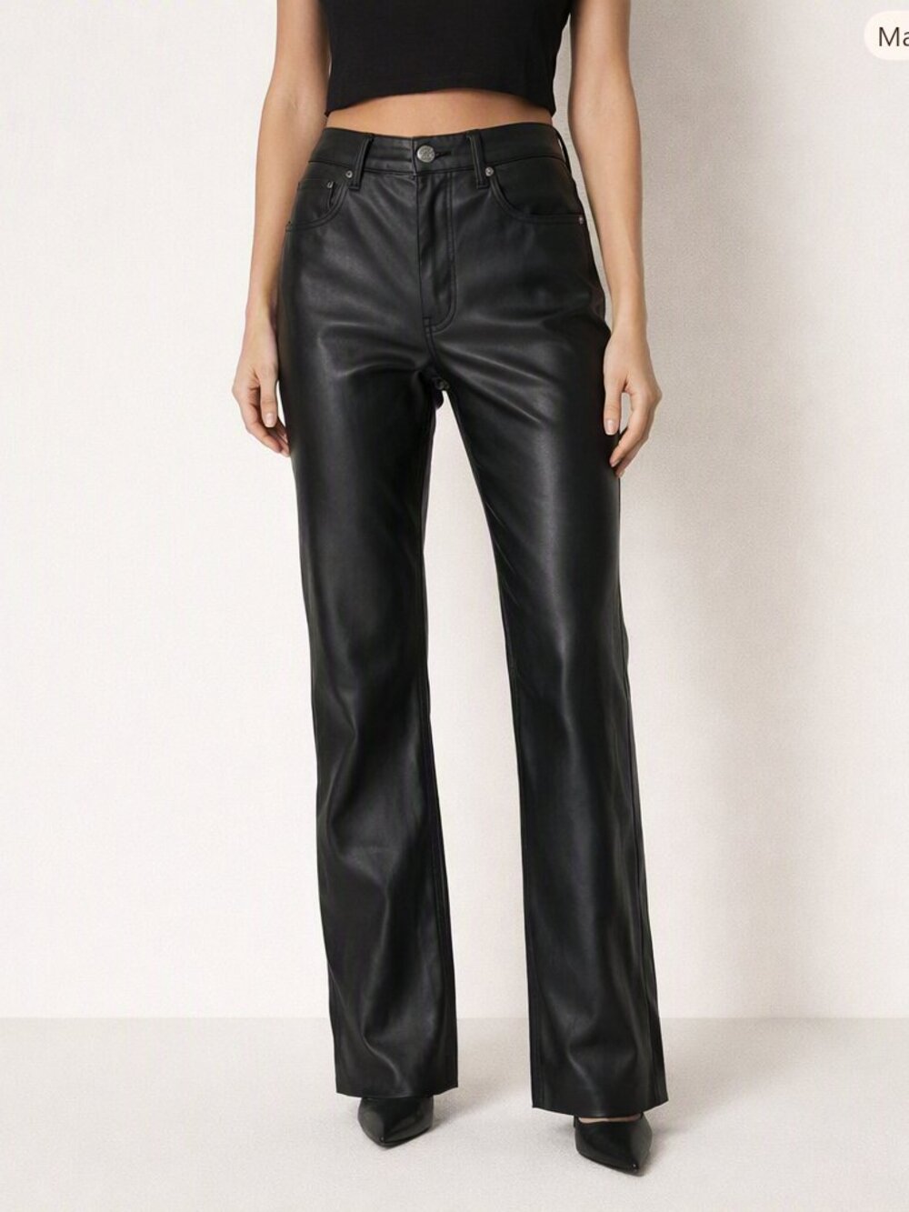 Zara black faux leather crop pants Size 4
